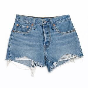 Levi’s 501 Original Denim Cutoff Shorts Distressed Light Wash Frayed Jean Shorts
